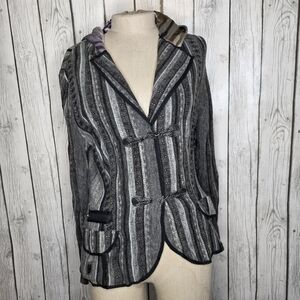 NWT Alberto Makali Hooded Knit Jacket Striped Toggle - Size L